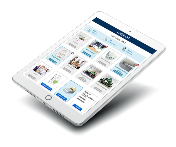 Tablette ADICI avec ADI-ALgo check list déménagement d'entreprise