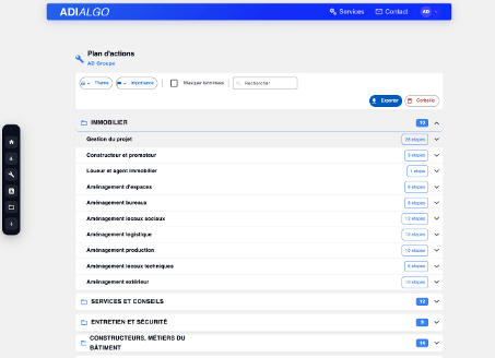 Plan d'actions reprenant la nomenclature de la checklist