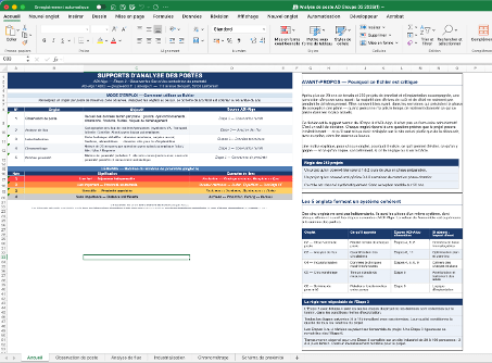 Fichier Excel d'observation avec cinq onglets formant un système cohérent