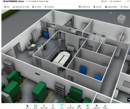 Visualisation 3D du plan futur dans le viewer Autodesk